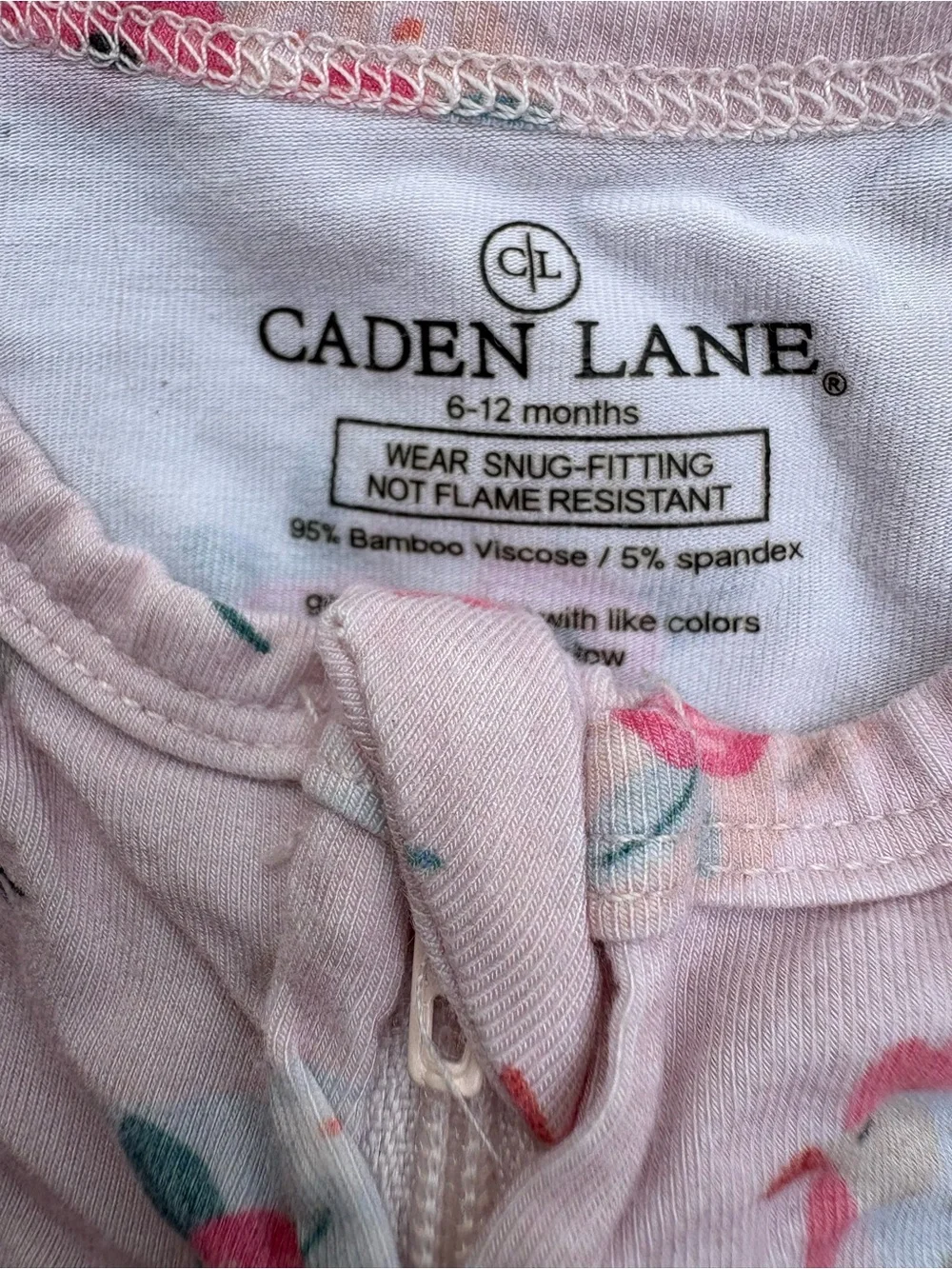 Caden Lane Pink Floral & Bird Zip Footed One-Piece
